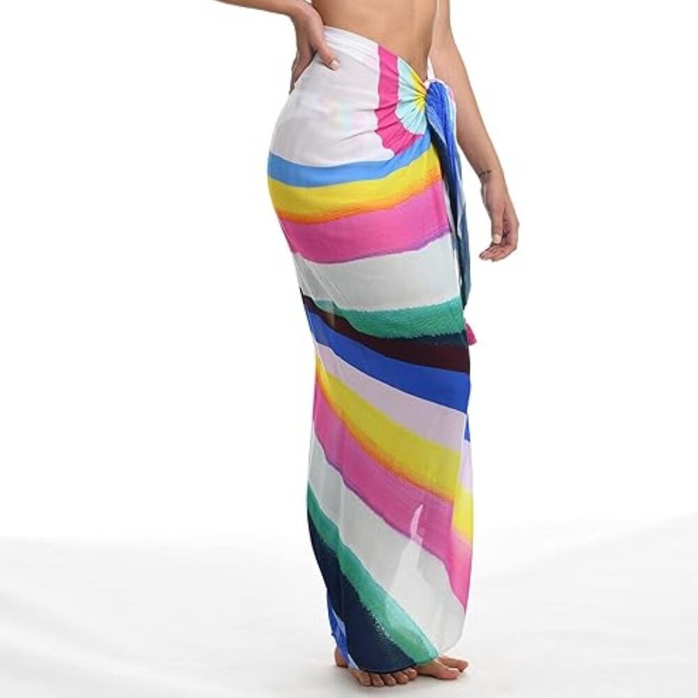 NWT Sunshine 79 Women's Standard Swimsuit Beach Cover Up Pareo Rainbow Retro
